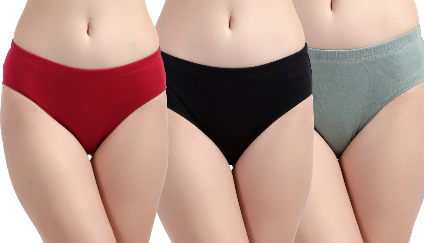 Pack of 3 solid Cotton Women Panty